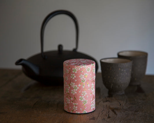 のレン 和紙の茶筒 / 100g 6×10cm 中蓋付き
