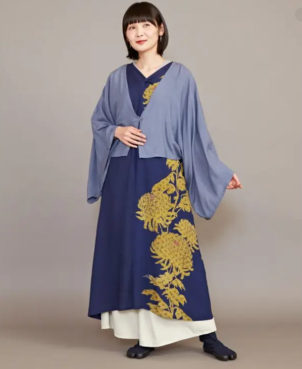 倭物やカヤ 昇り菊羽織付ワンピース UVカット加工