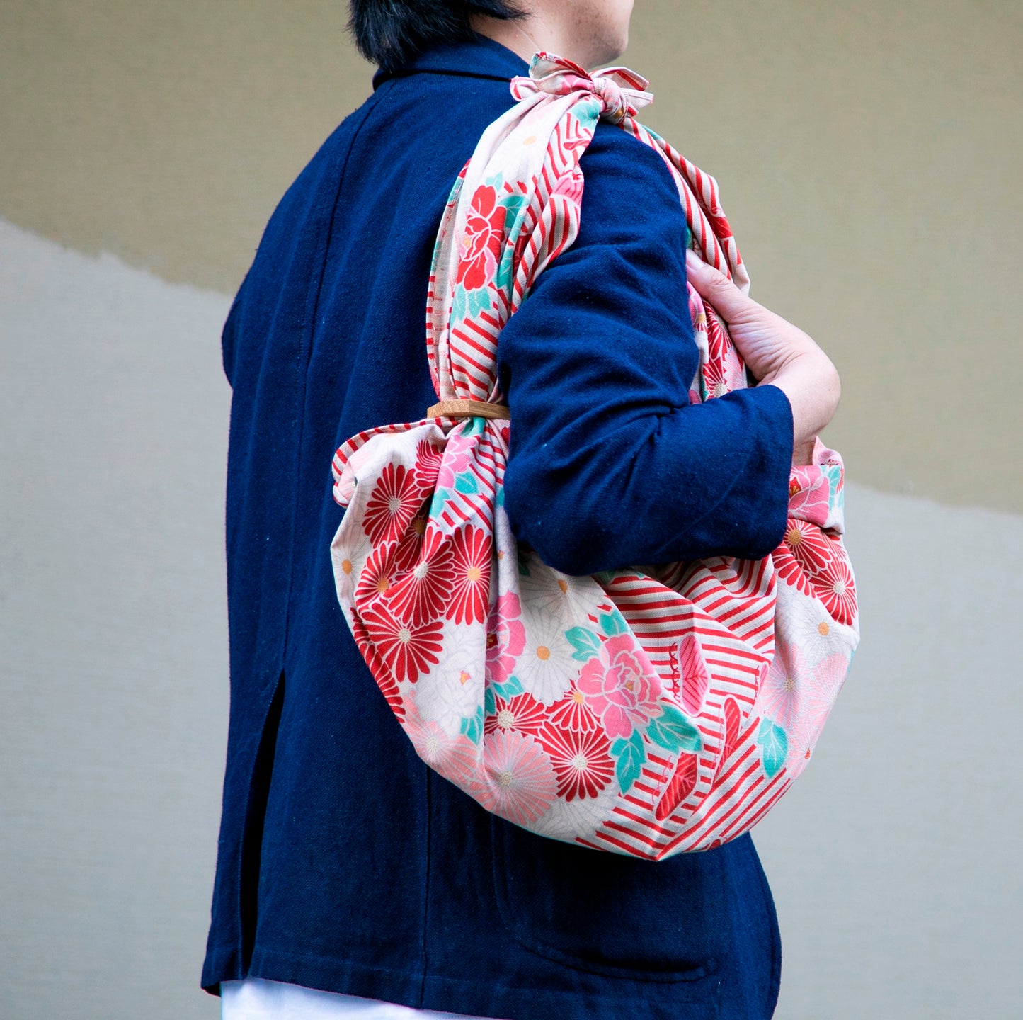 Noren Furoshiki Patchin Bag Set (Large 100cm) Retro Flower
