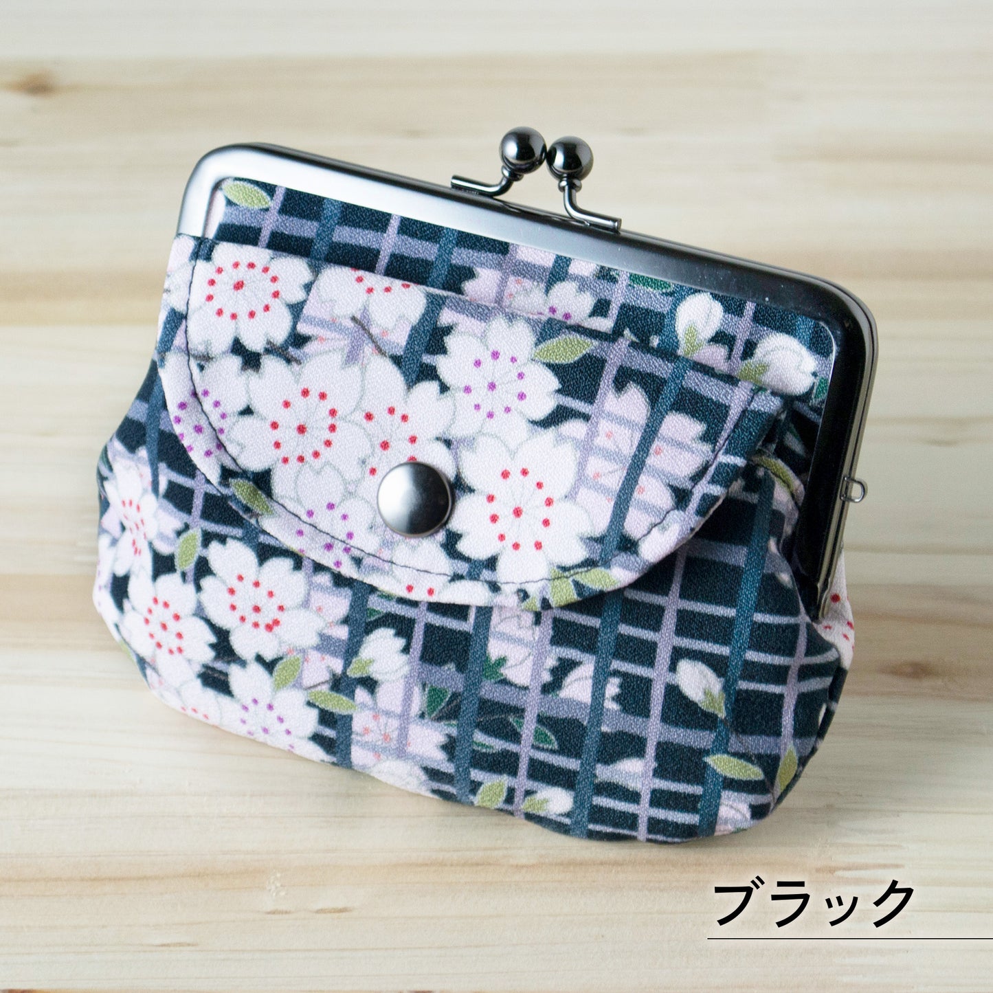 のレン 親子がま口財布 桜格子