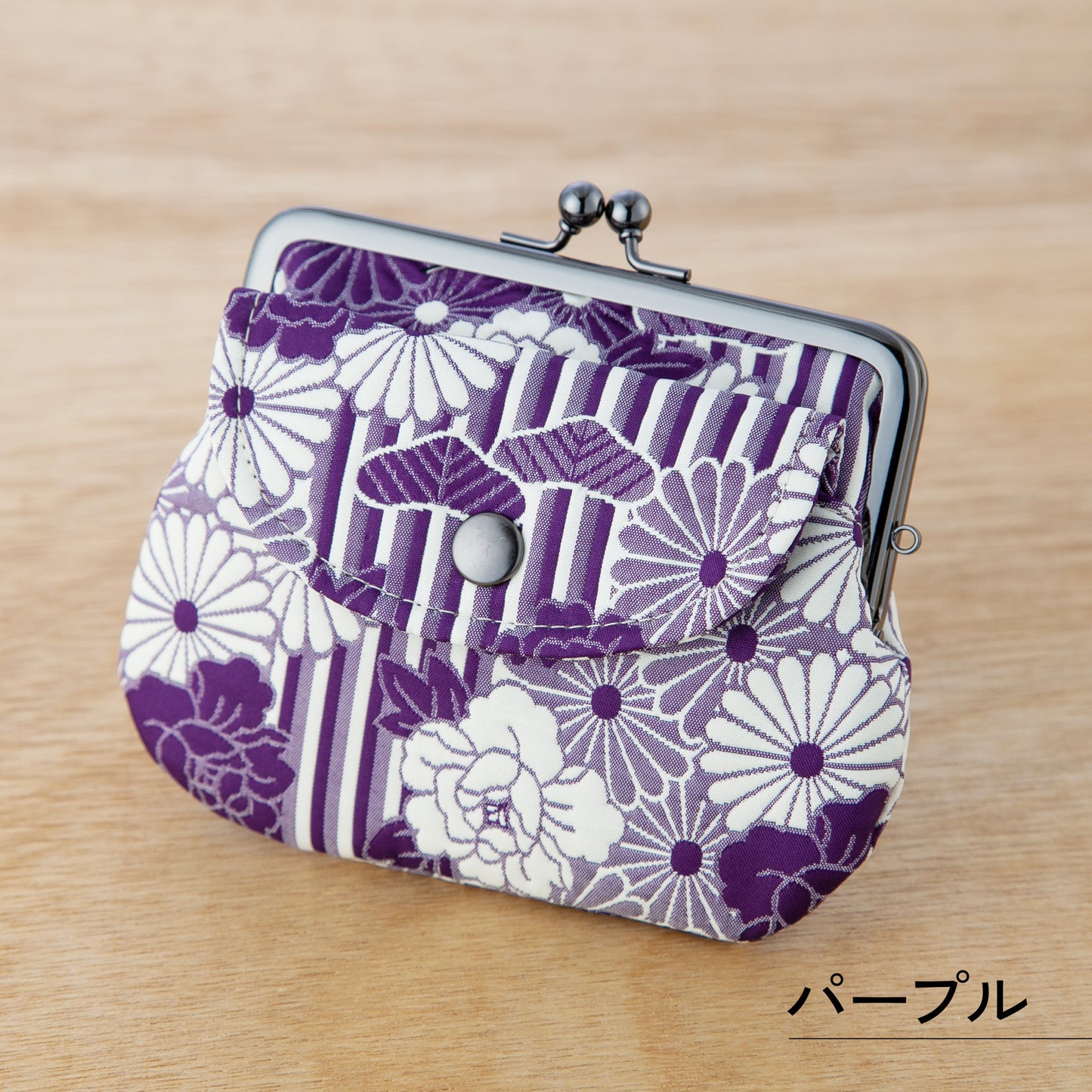 のレン 親子がま口財布 ふくれ織りレトロフラワー