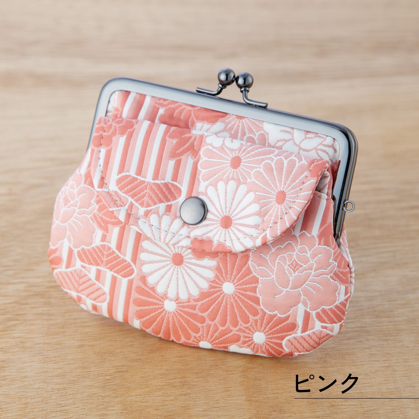 のレン 親子がま口財布 ふくれ織りレトロフラワー