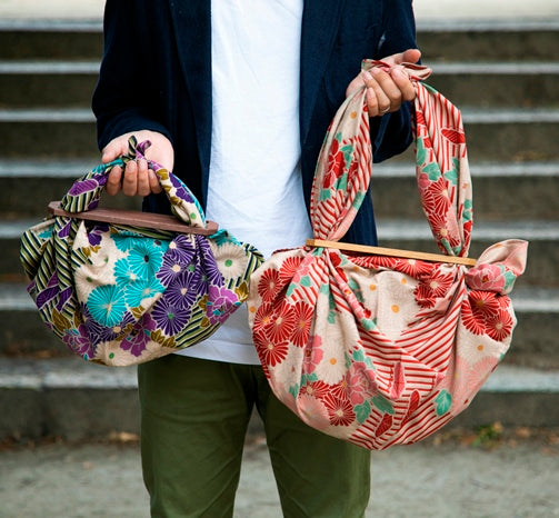 Noren Furoshiki Patchin Bag Set (Medium 70cm) Retro Flower