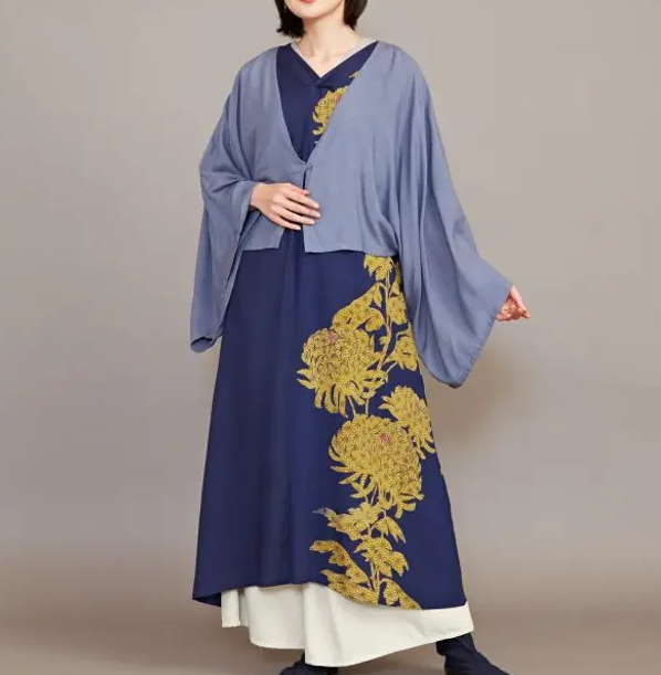 倭物やカヤ 昇り菊羽織付ワンピース UVカット加工