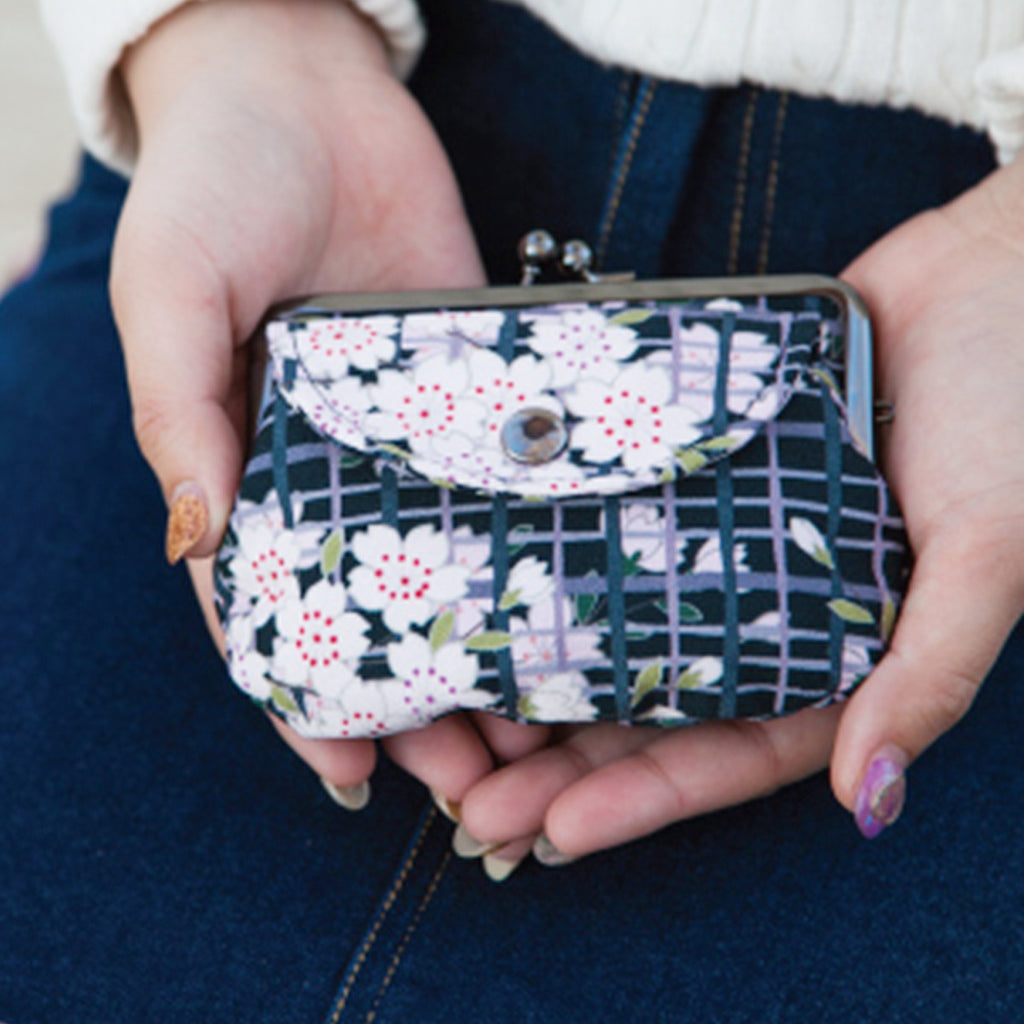 のレン 親子がま口財布 桜格子