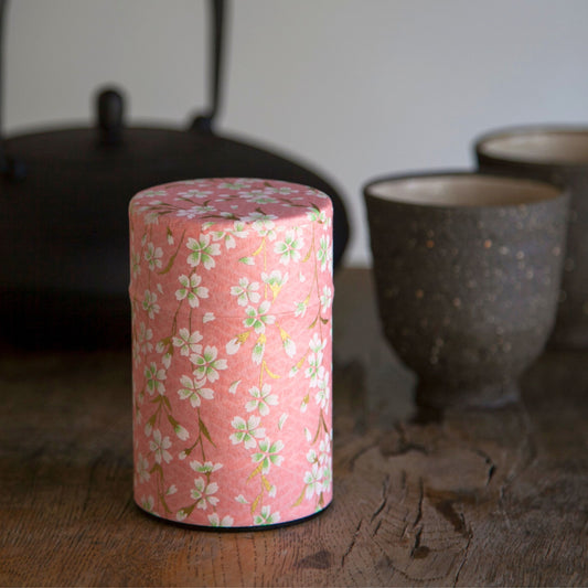 のレン 和紙の茶筒 / 100g 6×10cm 中蓋付き　