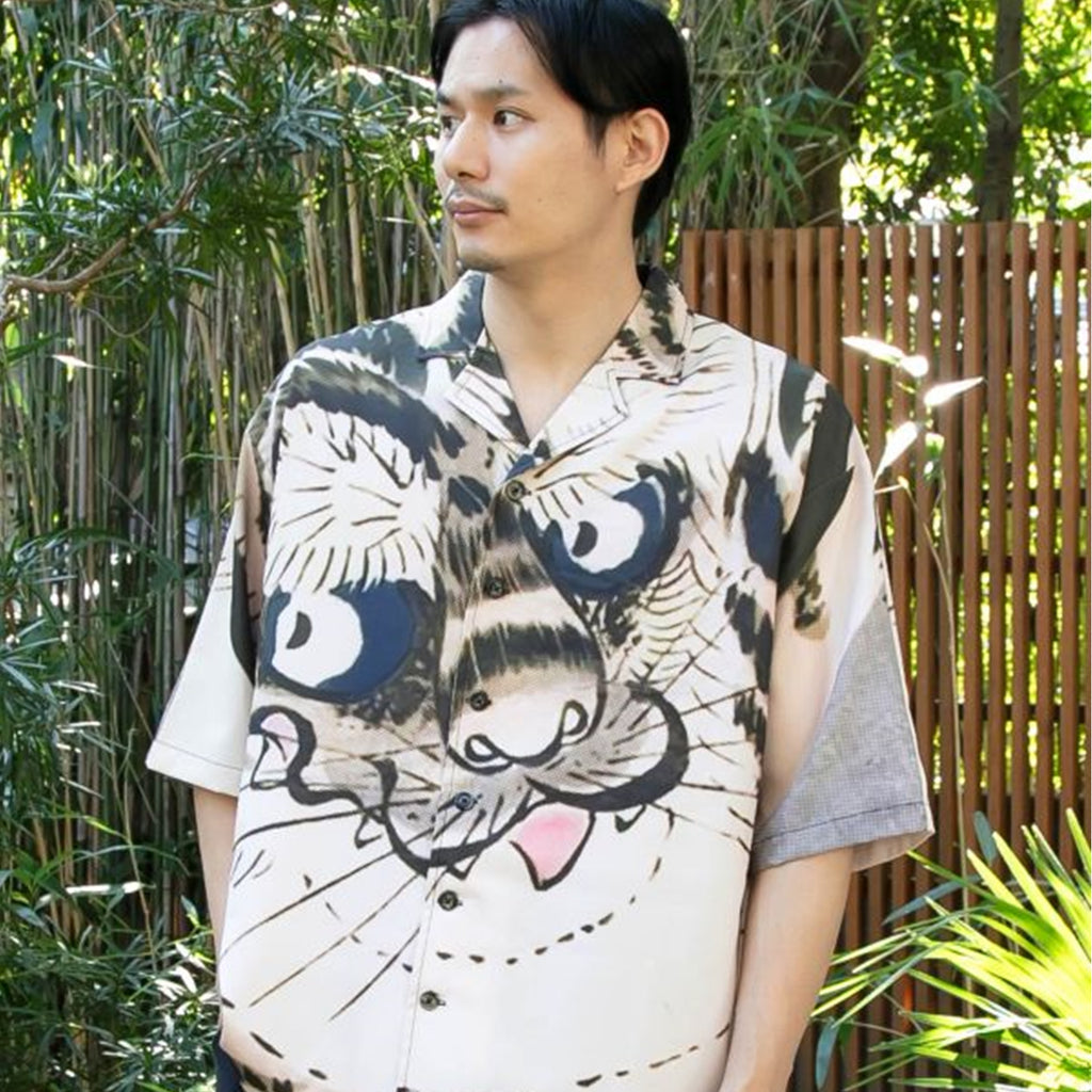倭物やカヤ 獣面相メンズシャツ