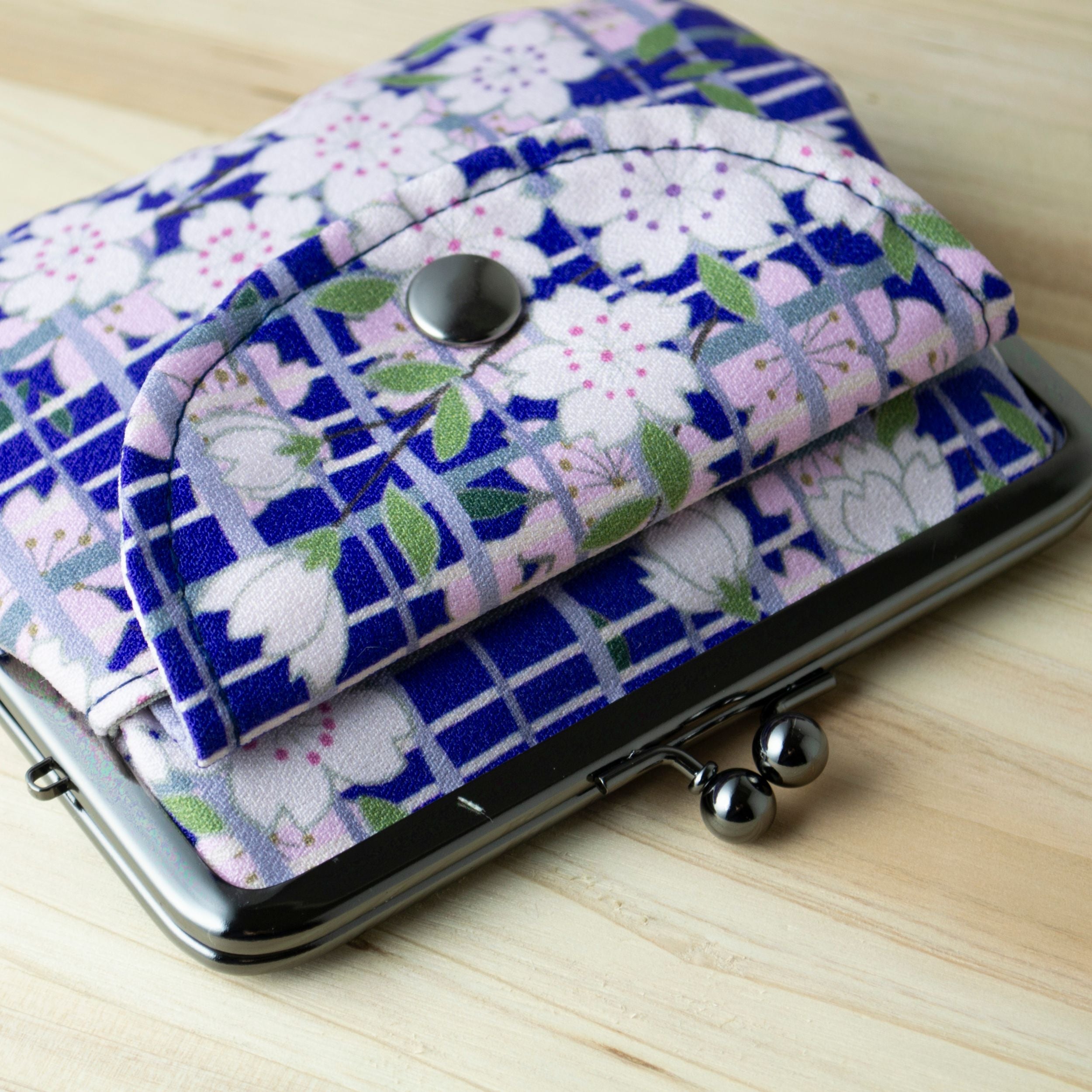 のレン 親子がま口財布 桜格子