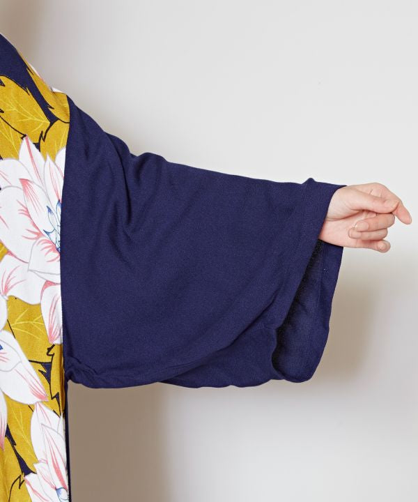 倭物やカヤ 立秋花羽織 UVカット加工 グレー 白鼠