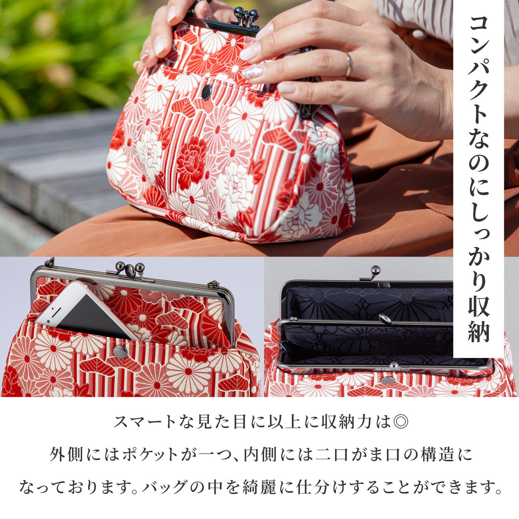 のレン 二口クラッチバッグ ふくれ織　