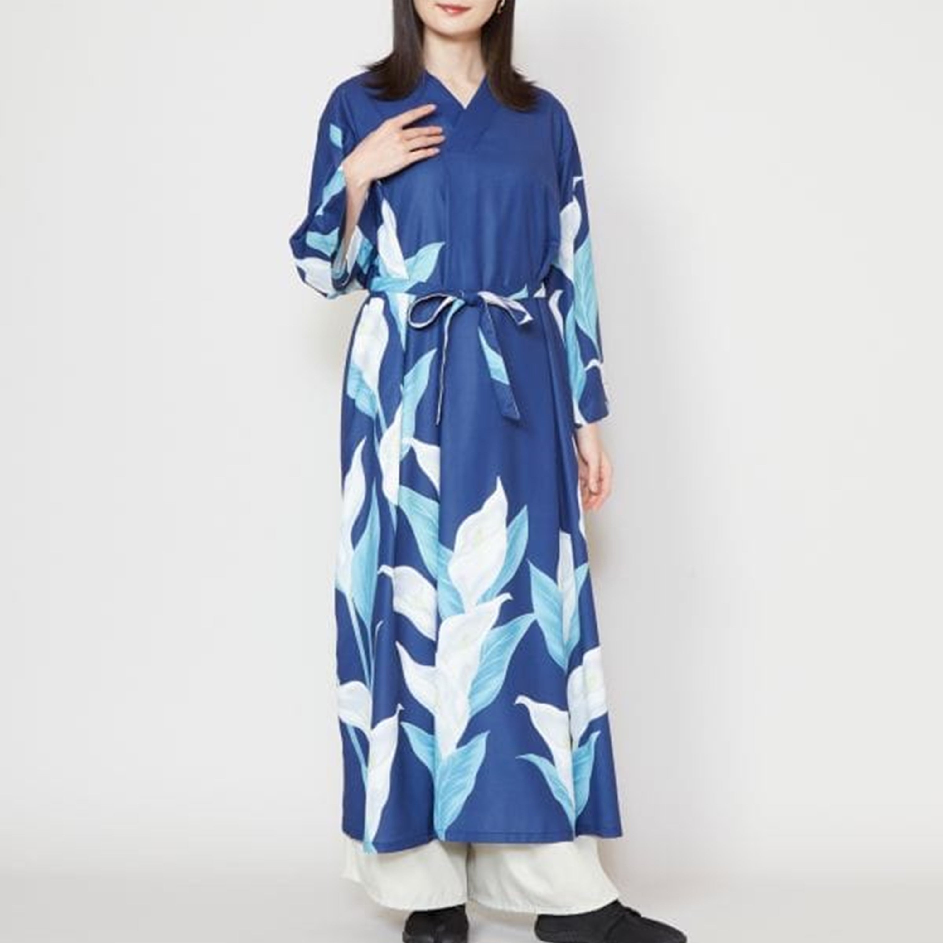 倭物やカヤ 水芭蕉羽織付きワンピース