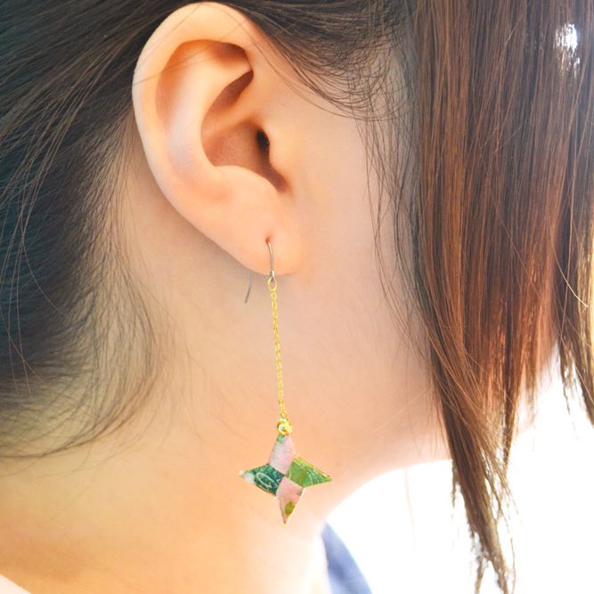のレン 手裏剣 折り紙 チェーンピアス