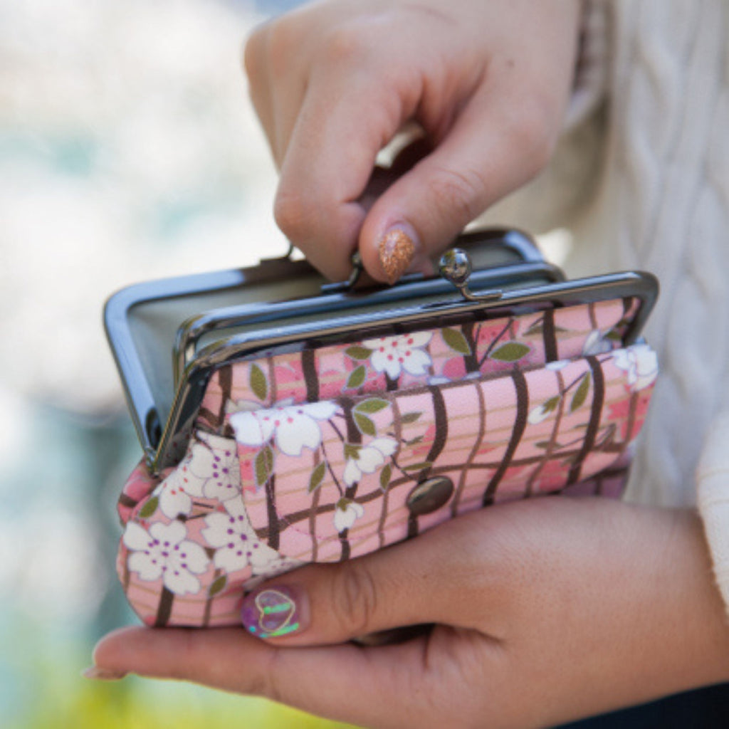 のレン 親子がま口財布 桜格子