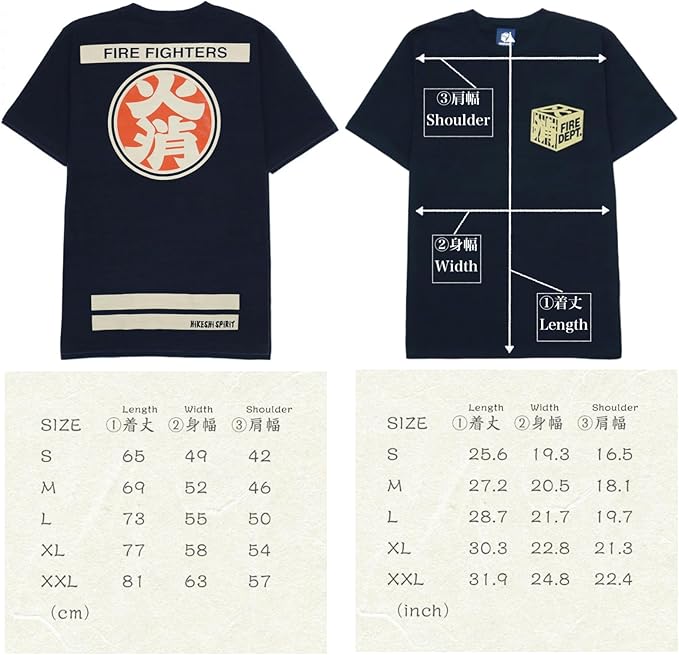 HiKESHi SPiRiT NEW 抜染OD火消Tシャツ ネイビー