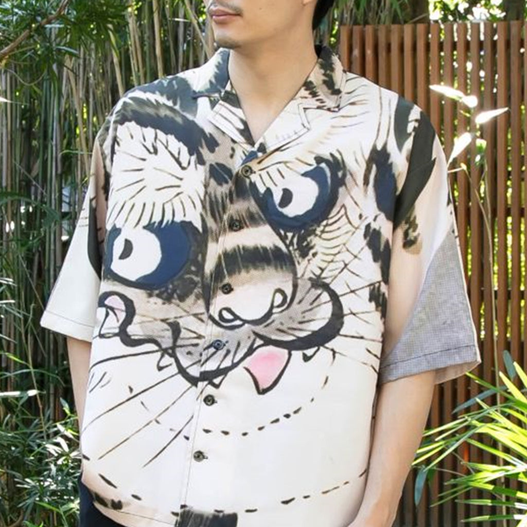 倭物やカヤ 獣面相メンズシャツ
