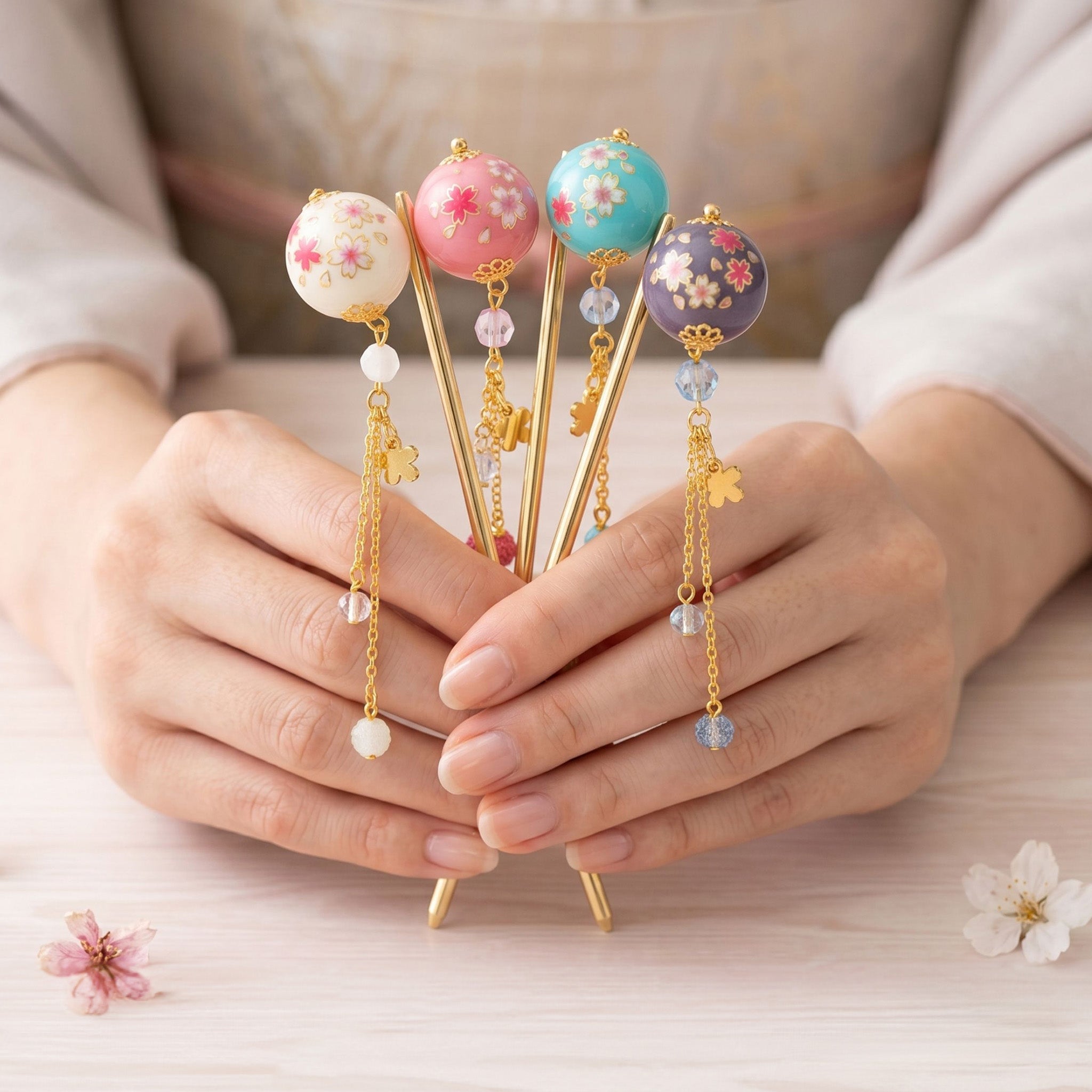 のレン 桜玉 かんざし / 1本挿し ヘアアクセサリー
