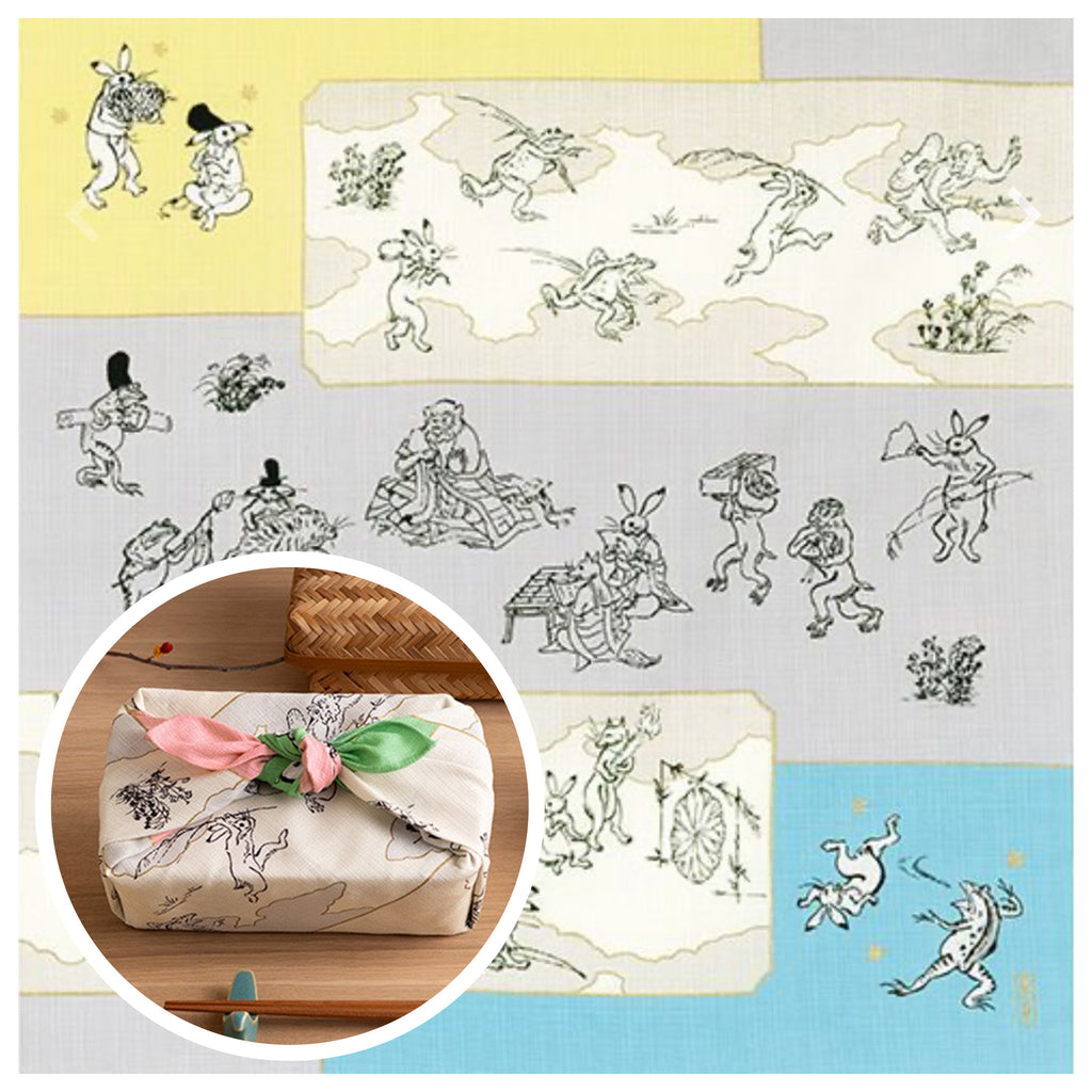 風呂敷 鳥獣人物戯画 絵巻 50cm ( 尺三巾 ) 綿100%