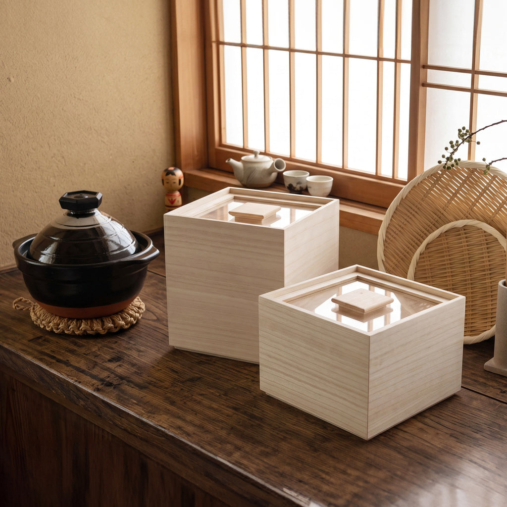 増田桐箱店 桐の米びつ_白木 / 1、3、5、10kgサイズ
