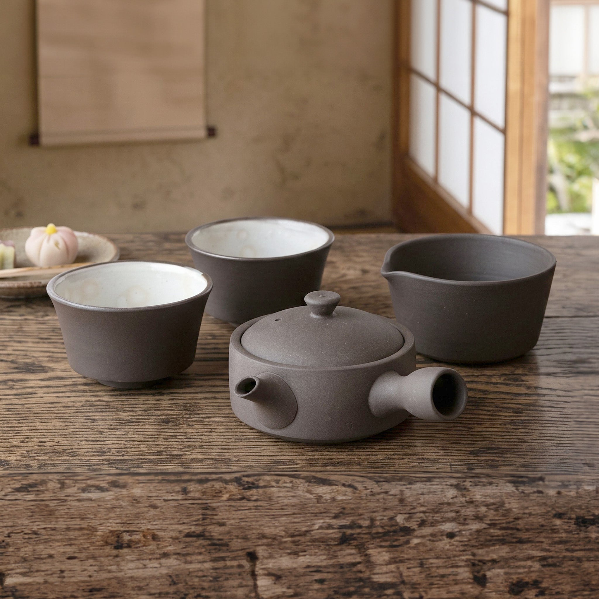 かもしか道具店 茶時間 萬古焼 急須 直 150mlセット / 湯さまし