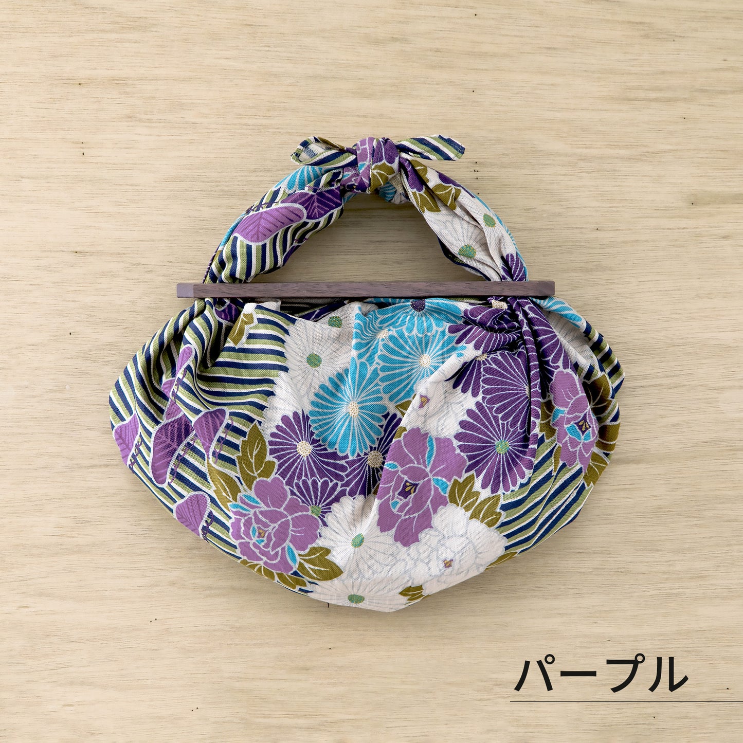 のレン 風呂敷と風呂敷パッチンセット 中 - レトロフラワー / 風呂敷サイズ70cm 綿100%