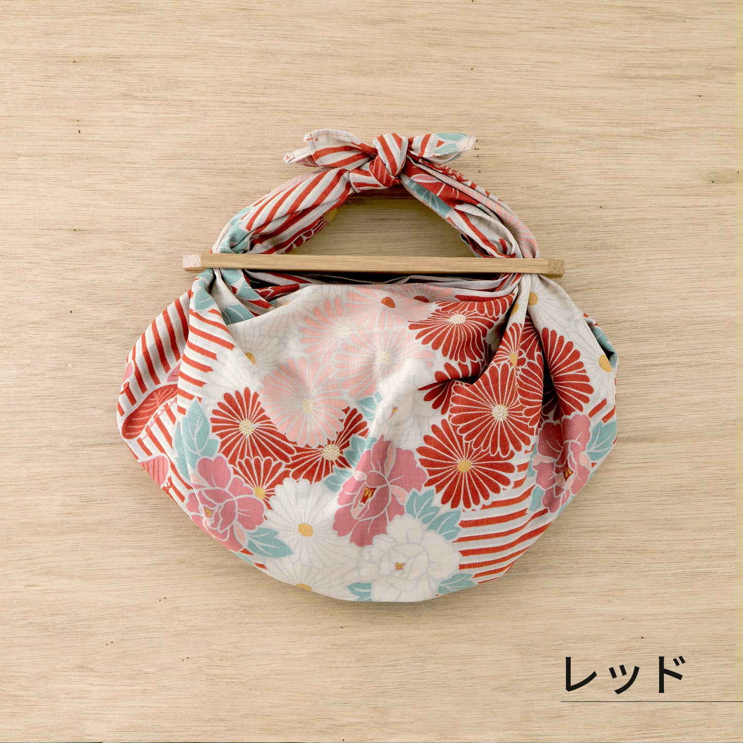 のレン 風呂敷と風呂敷パッチンセット 中 - レトロフラワー / 風呂敷サイズ70cm 綿100%