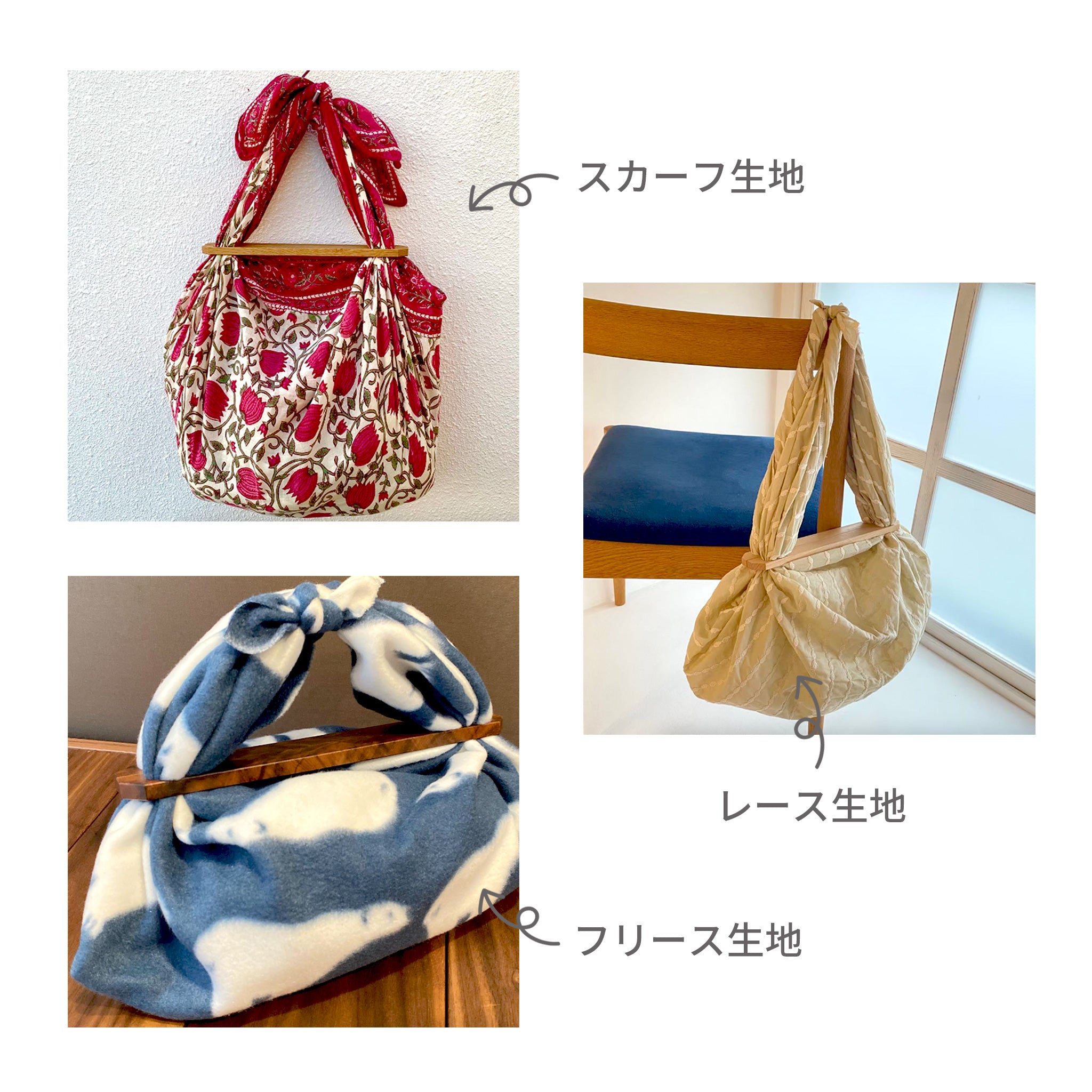 のレン 風呂敷と風呂敷パッチンセット 中 - レトロフラワー / 風呂敷サイズ70cm 綿100%