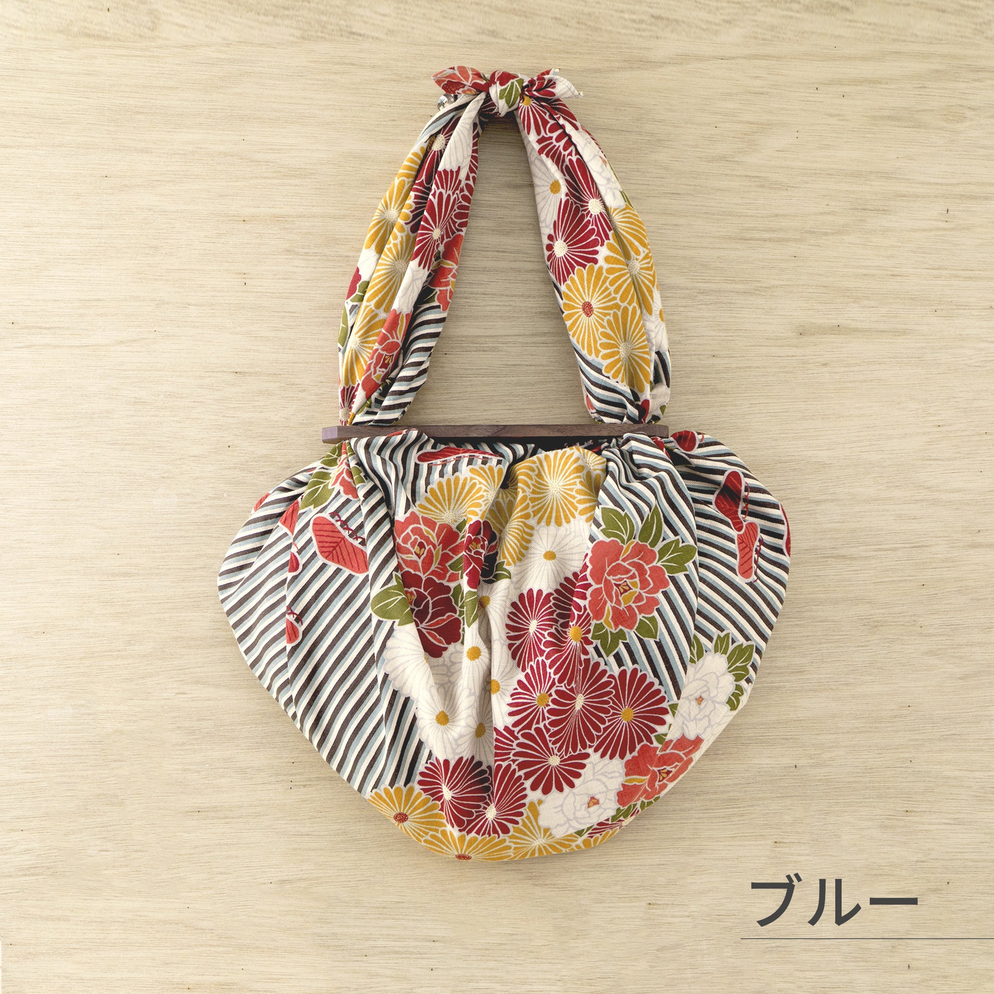 のレン 風呂敷と風呂敷パッチンセット 大 - レトロフラワー / 風呂敷サイズ100cm 綿100%