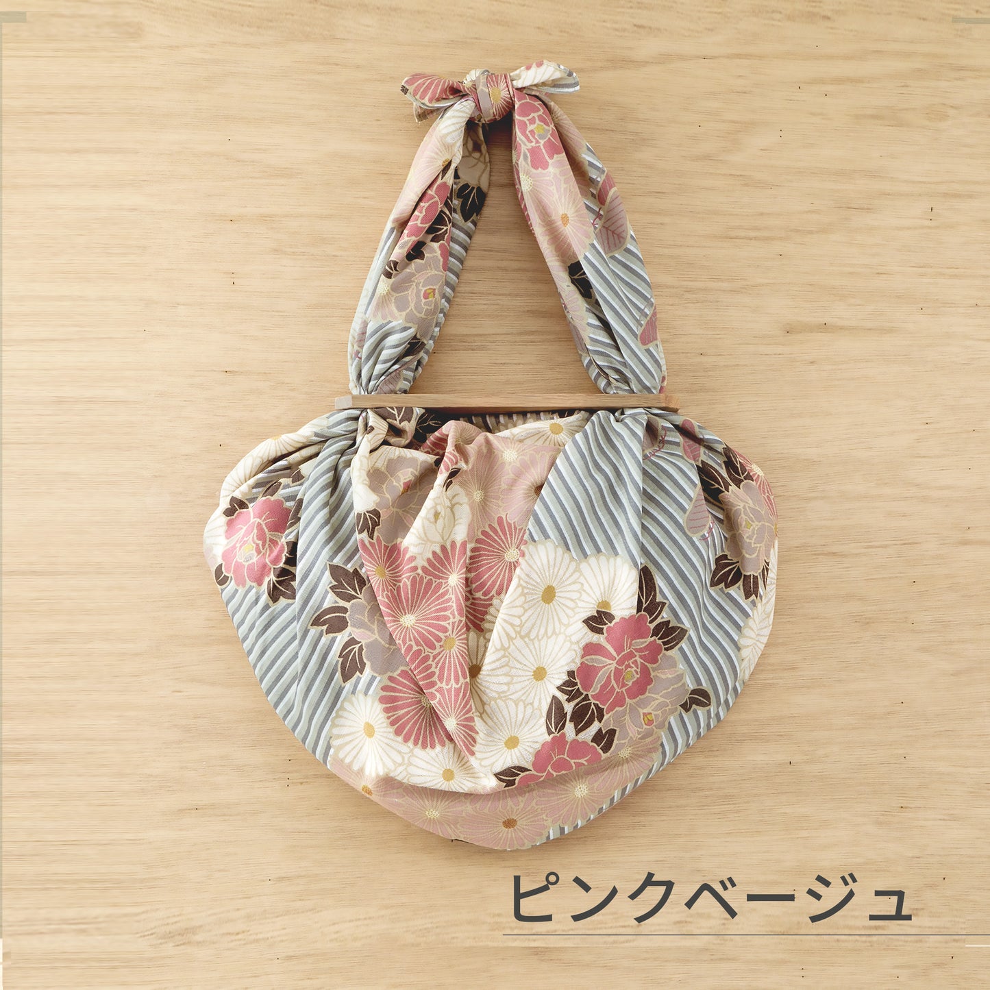 のレン 風呂敷と風呂敷パッチンセット 大 - レトロフラワー / 風呂敷サイズ100cm 綿100%