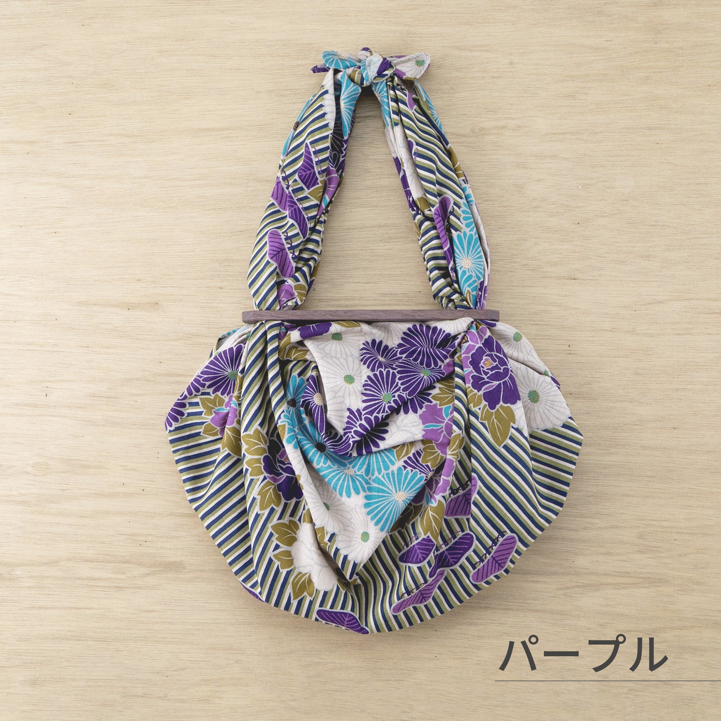 のレン 風呂敷と風呂敷パッチンセット 大 - レトロフラワー / 風呂敷サイズ100cm 綿100%