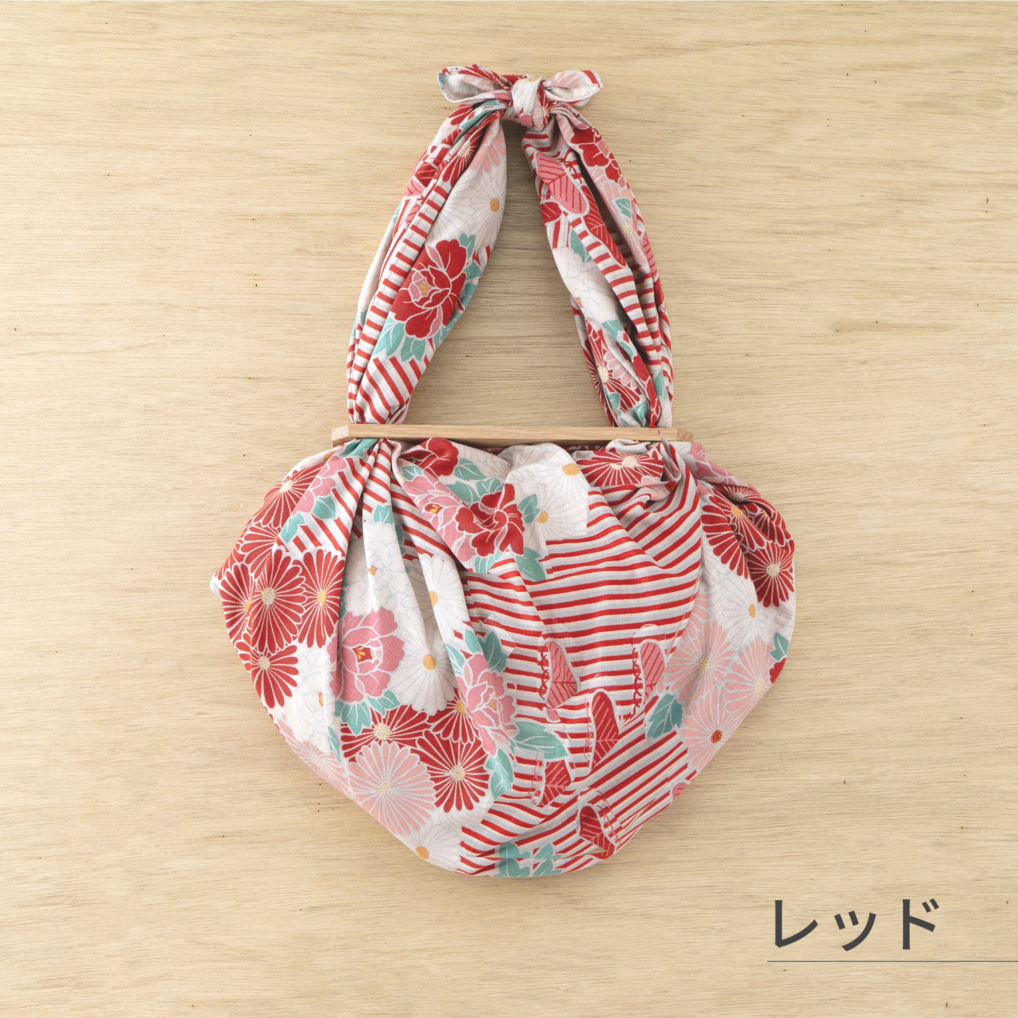 のレン 風呂敷と風呂敷パッチンセット 大 - レトロフラワー / 風呂敷サイズ100cm 綿100%