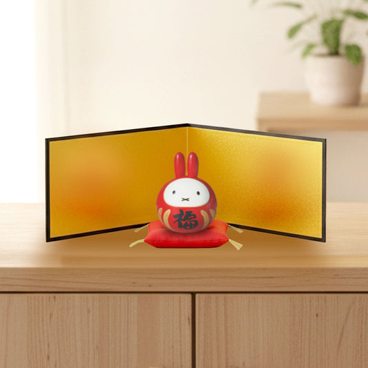 卯三郎こけし ミッフィー 福だるまセット（金屏風＋座布団付）