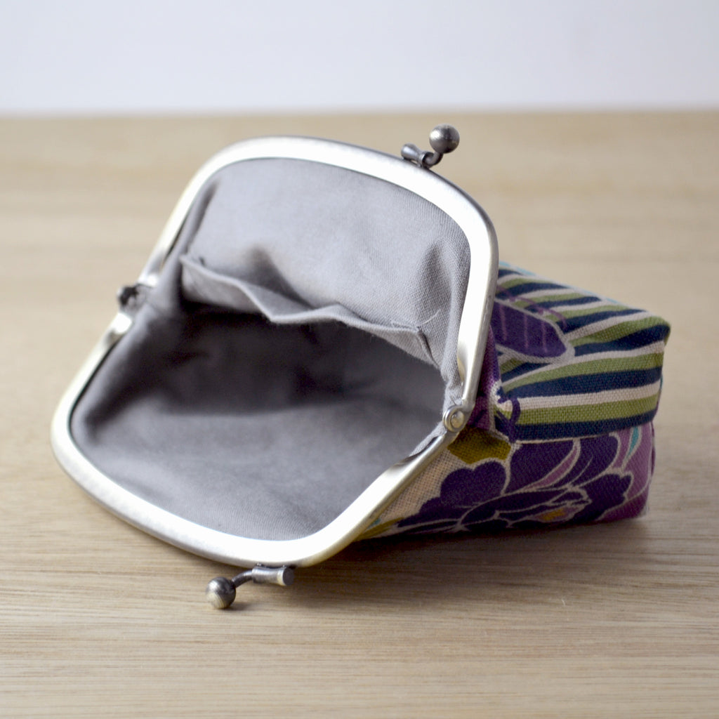 のレン がま口ポーチ レトロフラワー