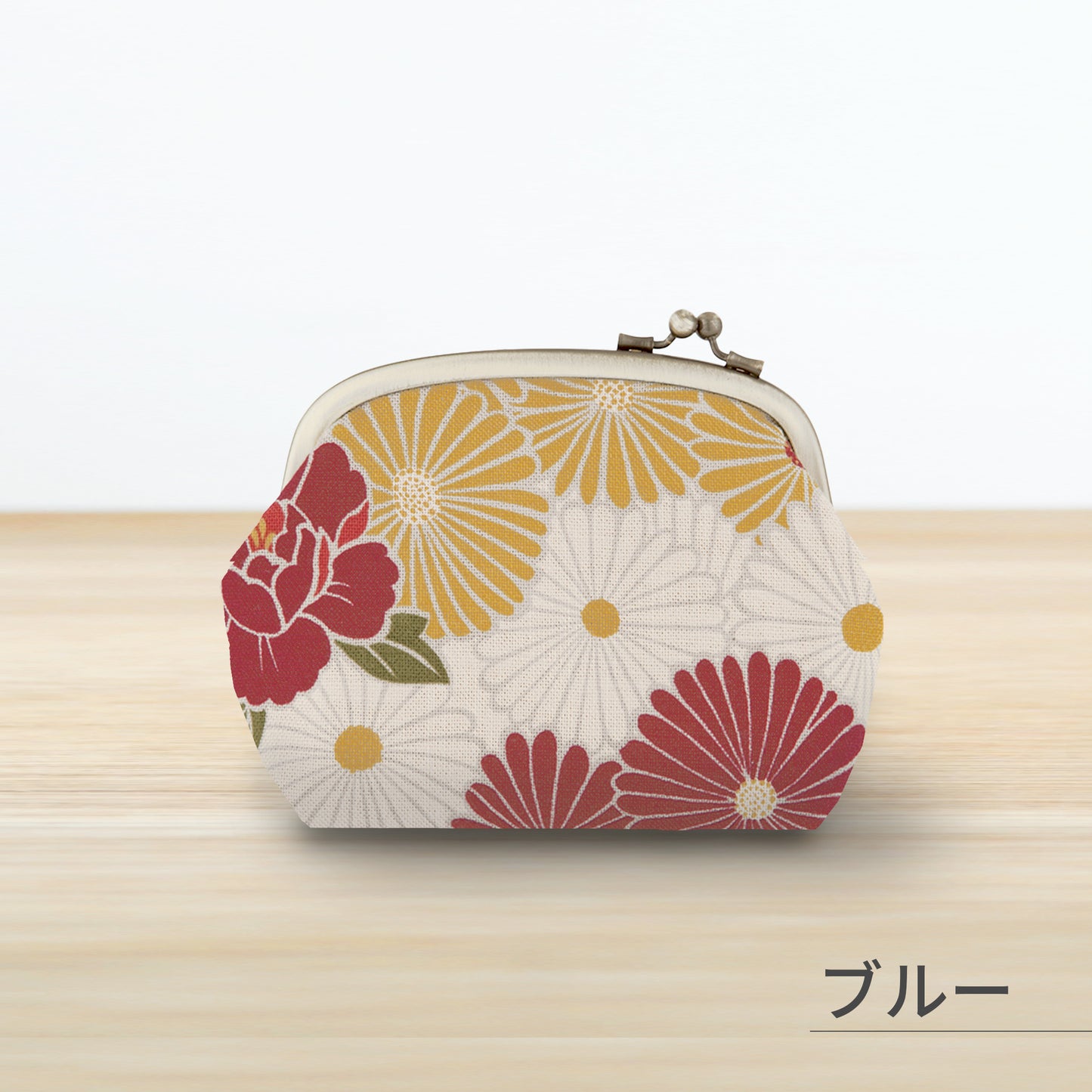 のレン がま口ポーチ レトロフラワー