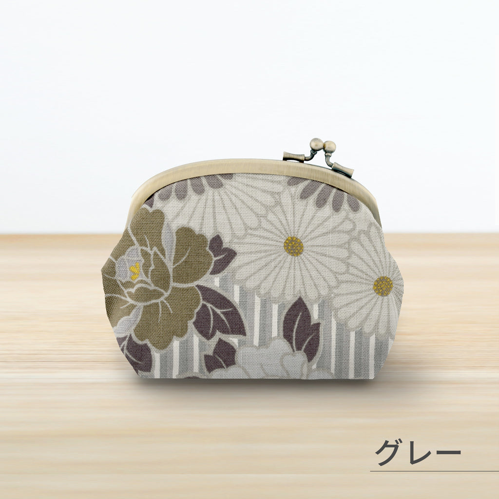 のレン がま口ポーチ レトロフラワー