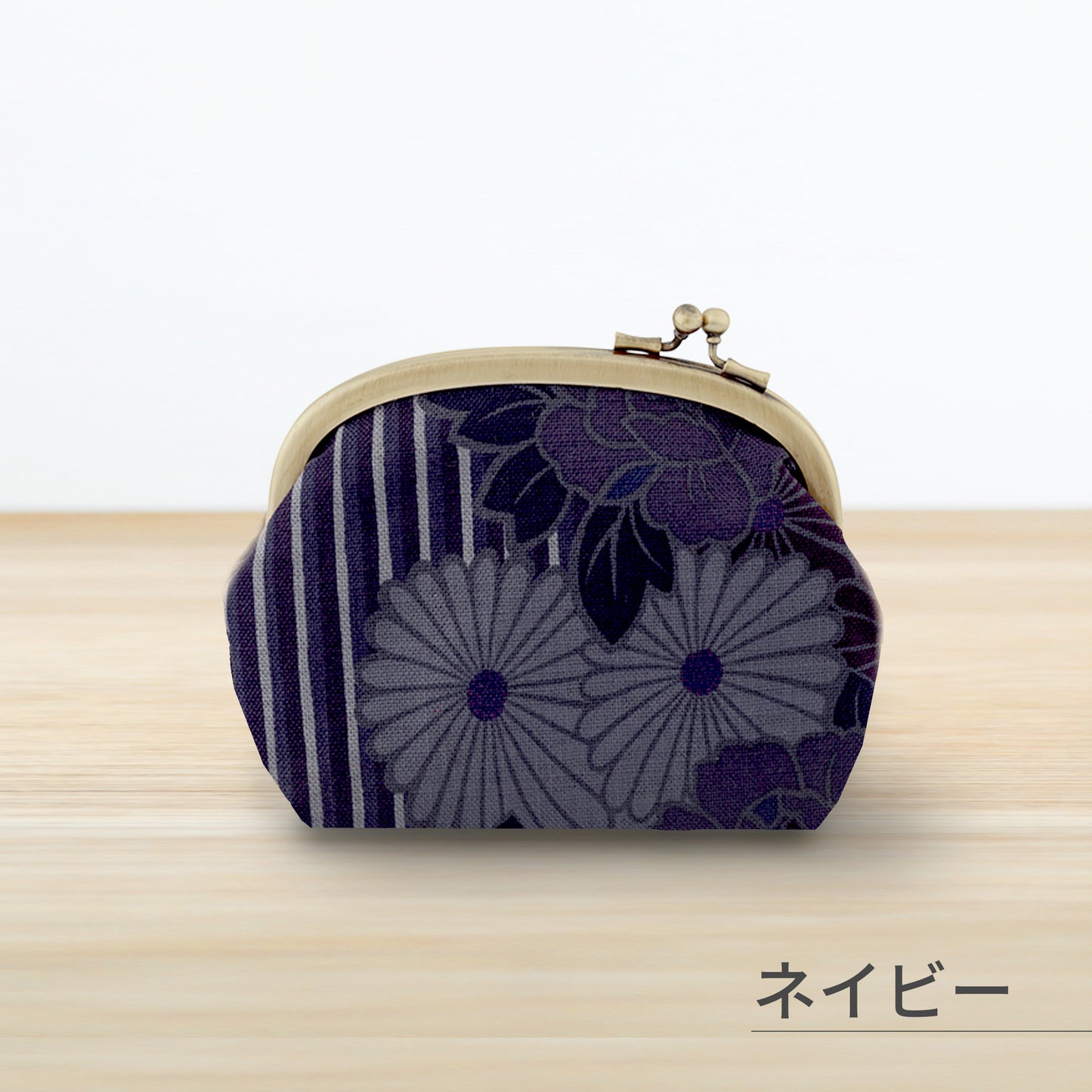 のレン がま口ポーチ レトロフラワー