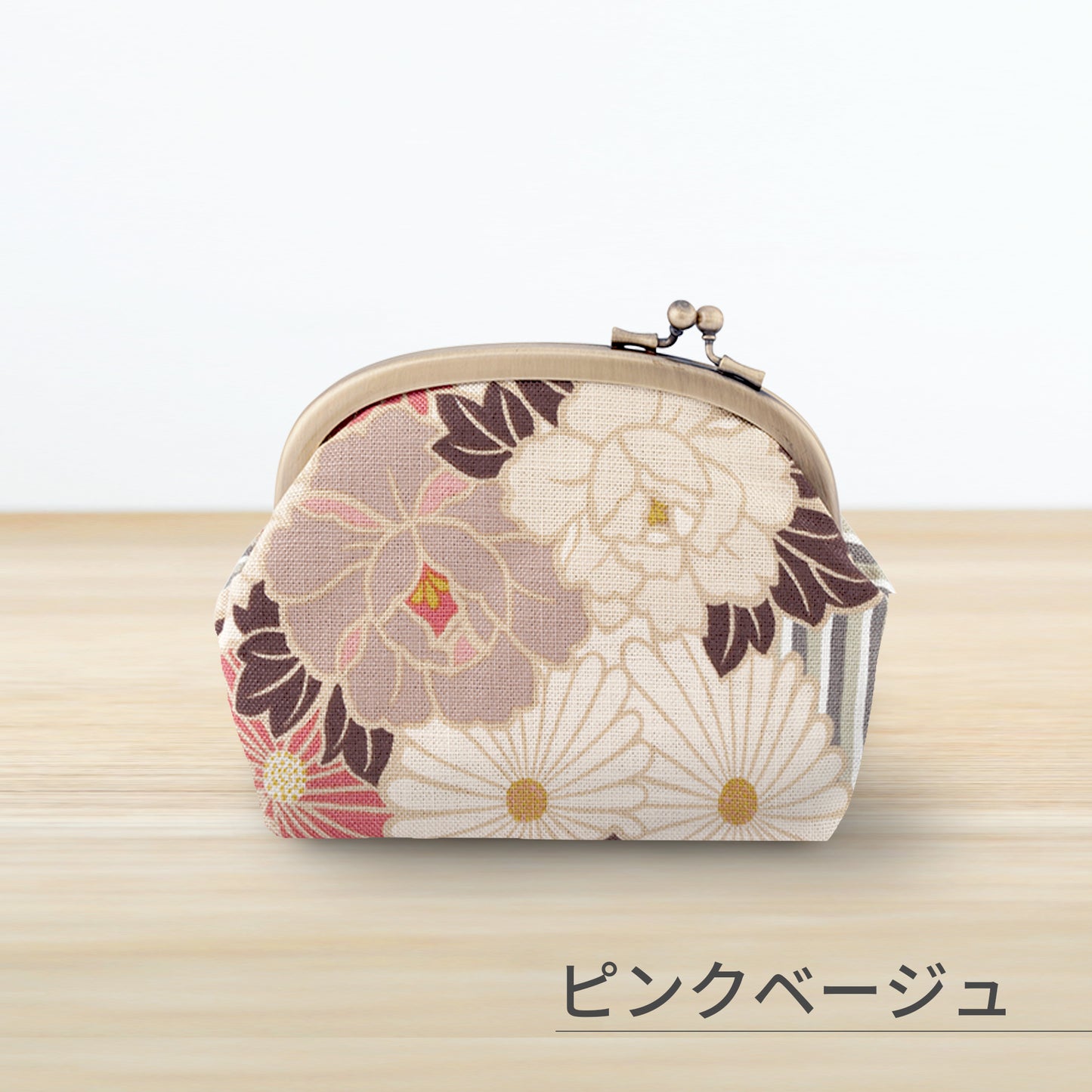 のレン がま口ポーチ レトロフラワー