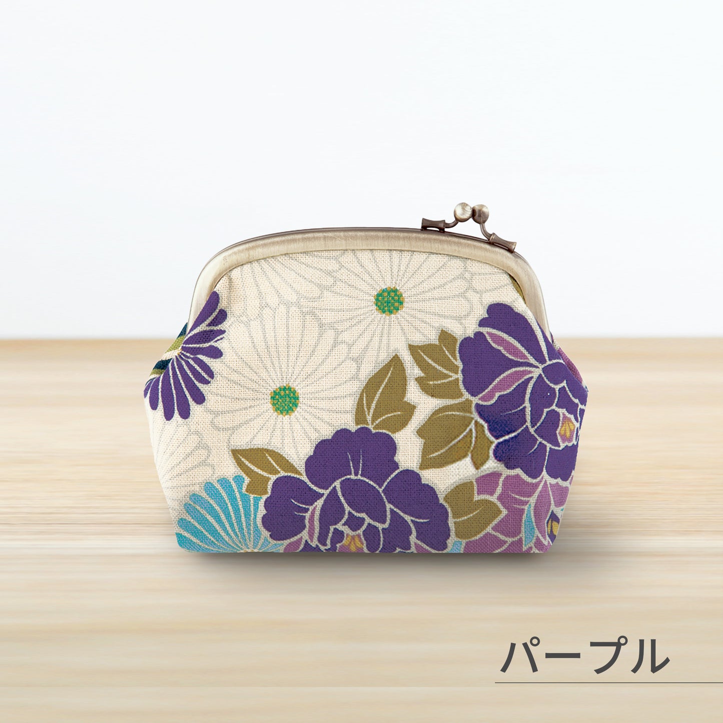 のレン がま口ポーチ レトロフラワー