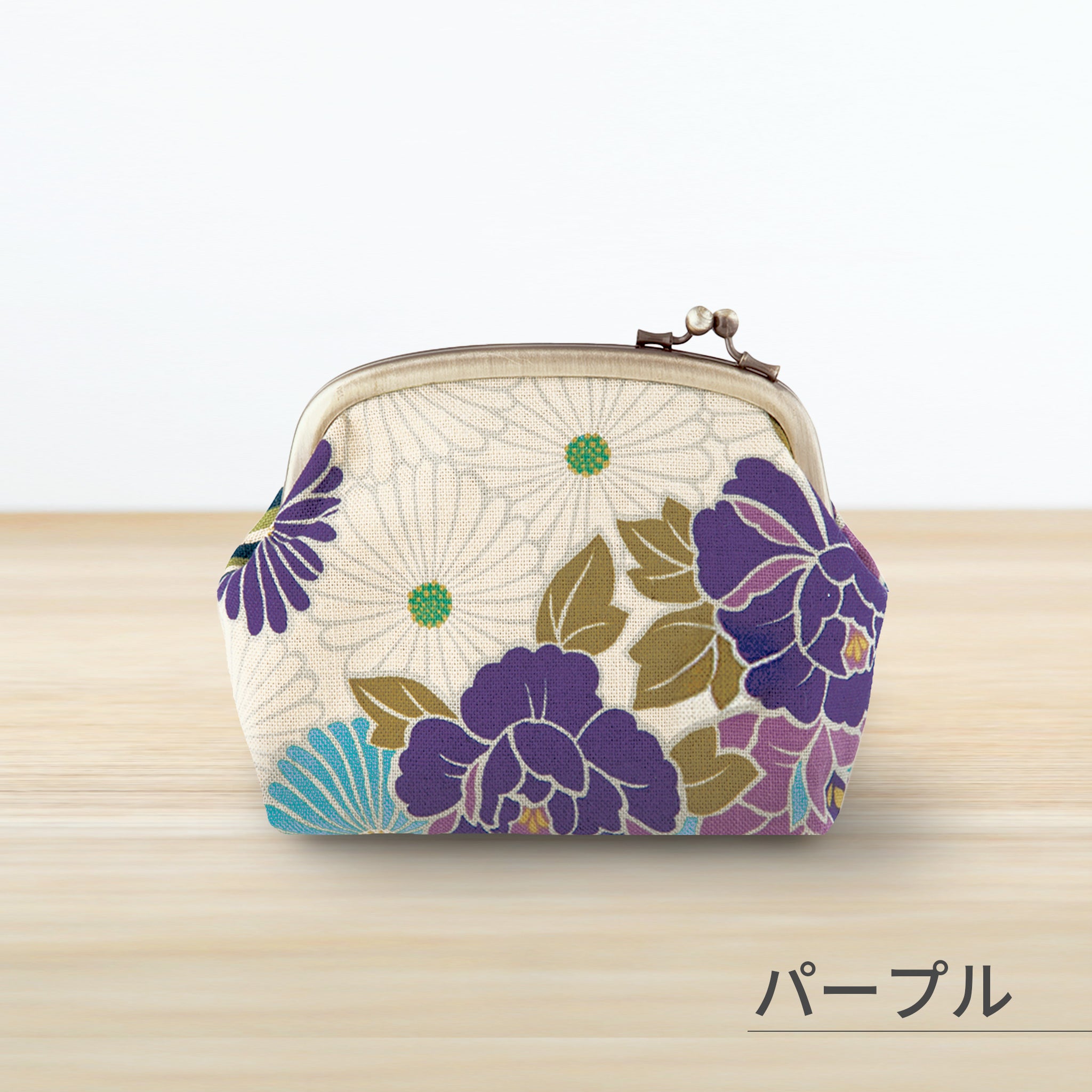 のレン がま口ポーチ レトロフラワー