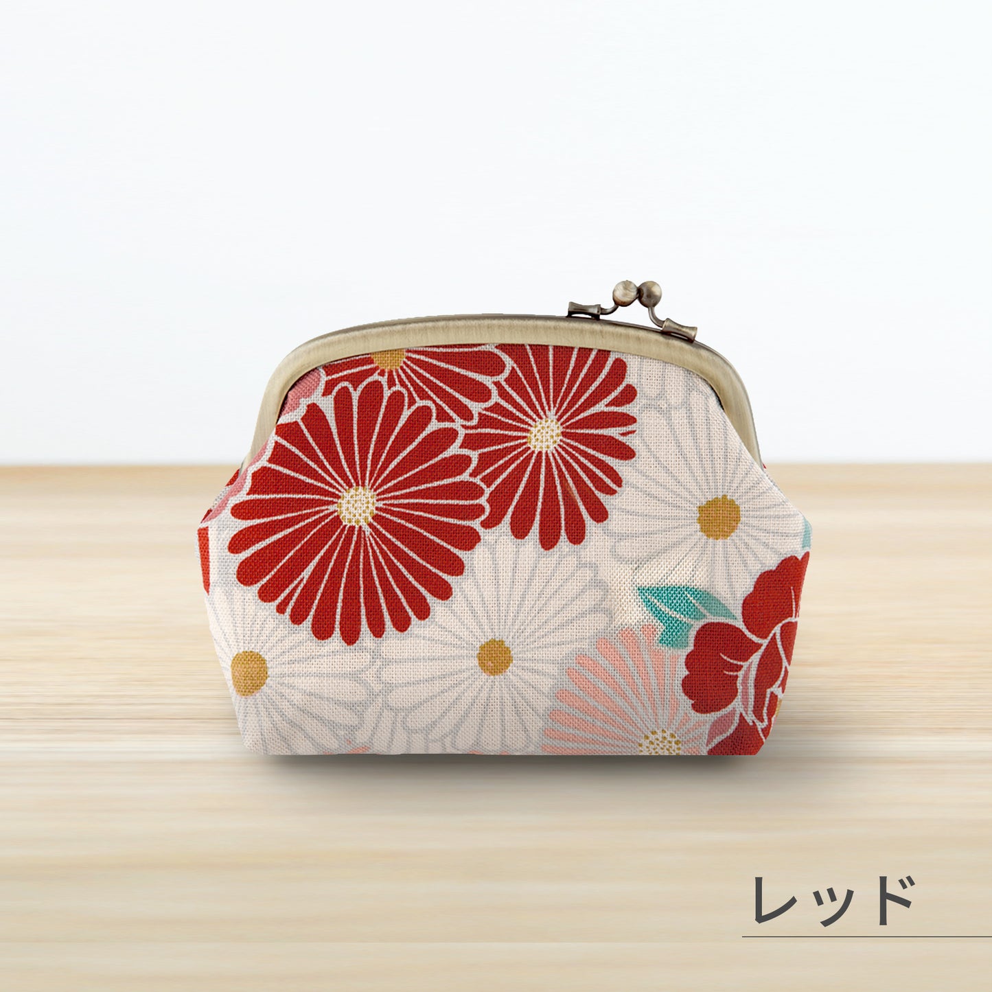 のレン がま口ポーチ レトロフラワー