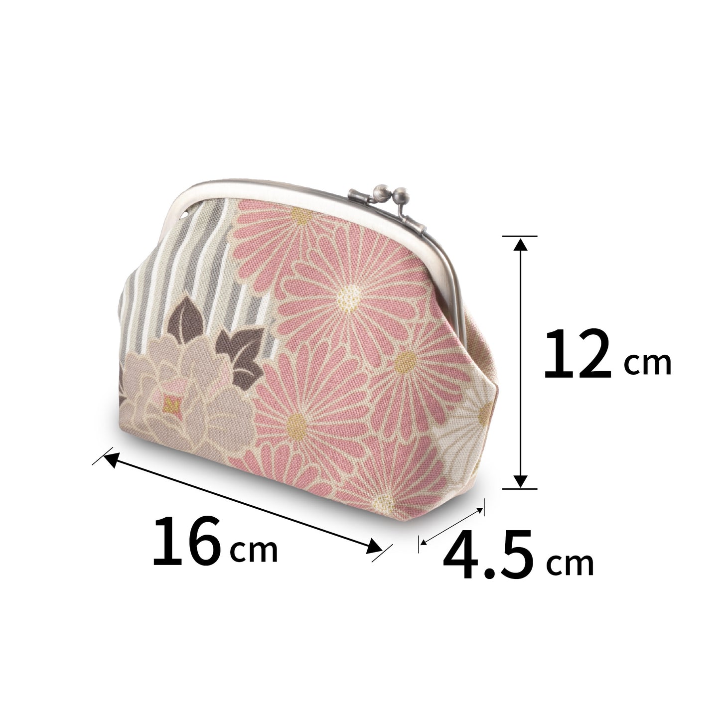 のレン がま口ポーチ レトロフラワー