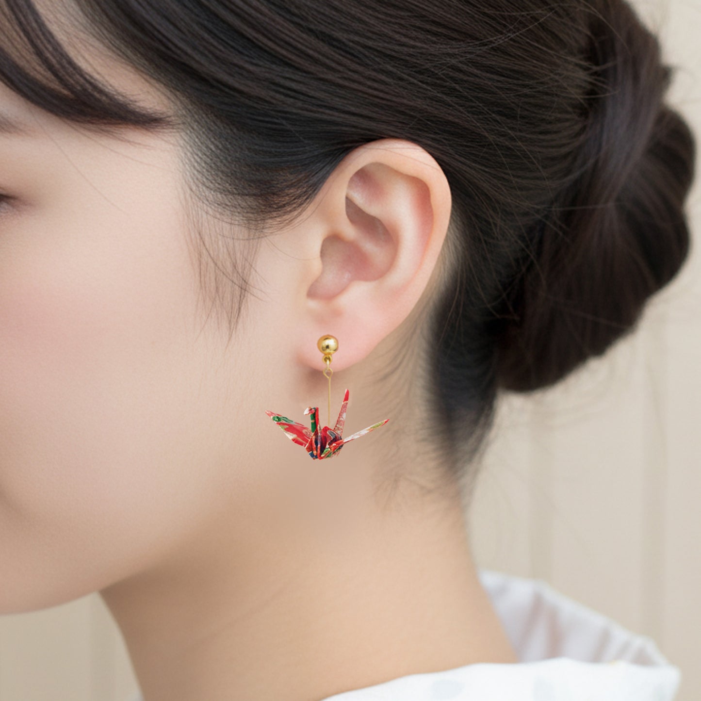 のレン 折鶴ピアス / 折り紙アクセサリー