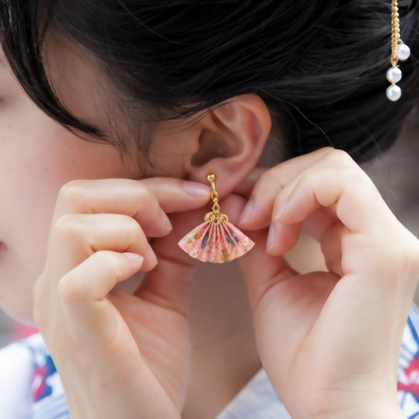 のレン 扇ピアス / 折り紙アクセサリー