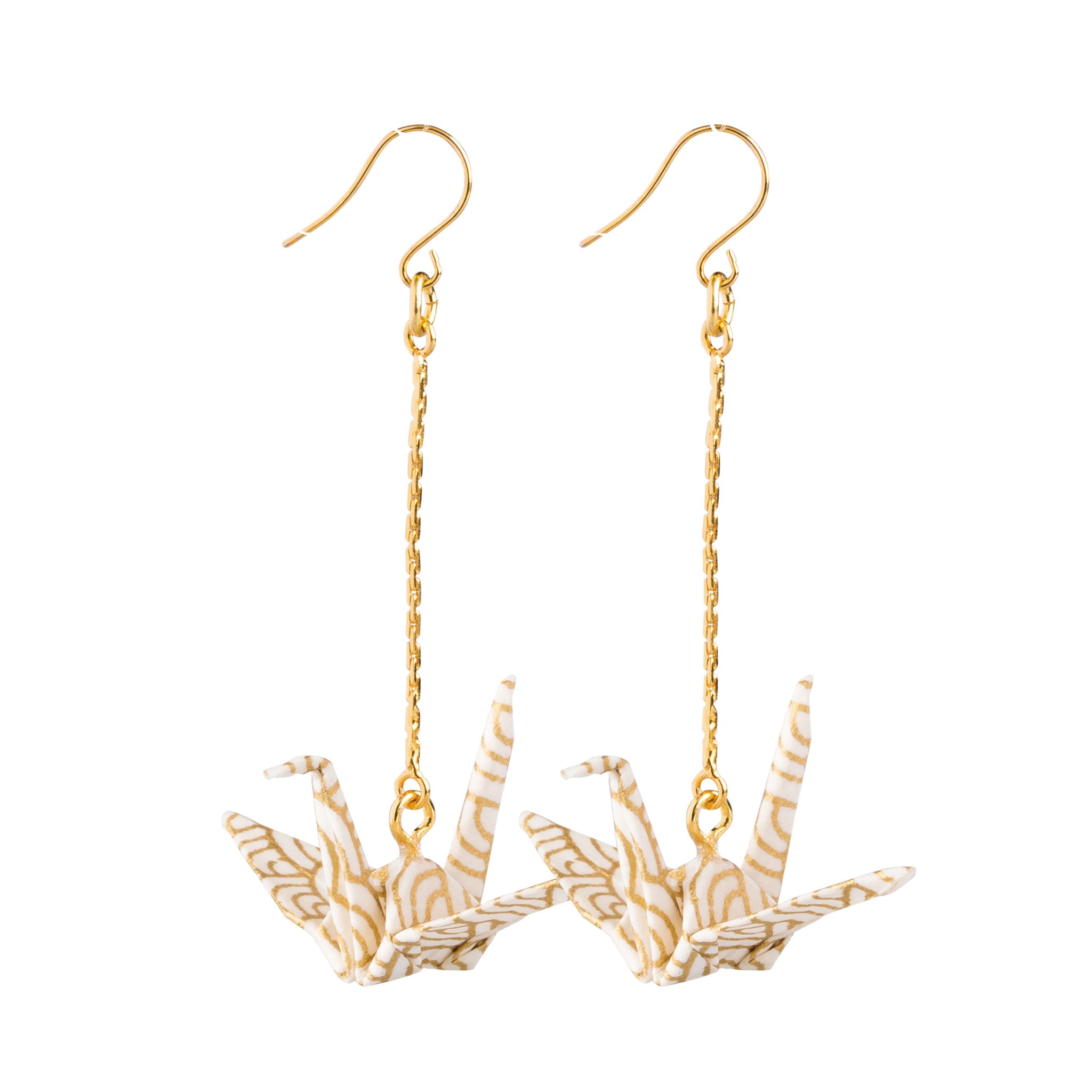 のレン 吉祥 折鶴ピアス ロングチェーン / 箱入り フックピアス