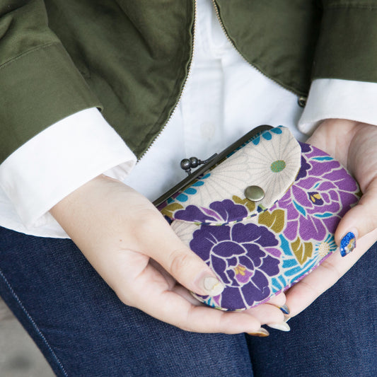 のレン 親子がま口財布 レトロフラワー　　