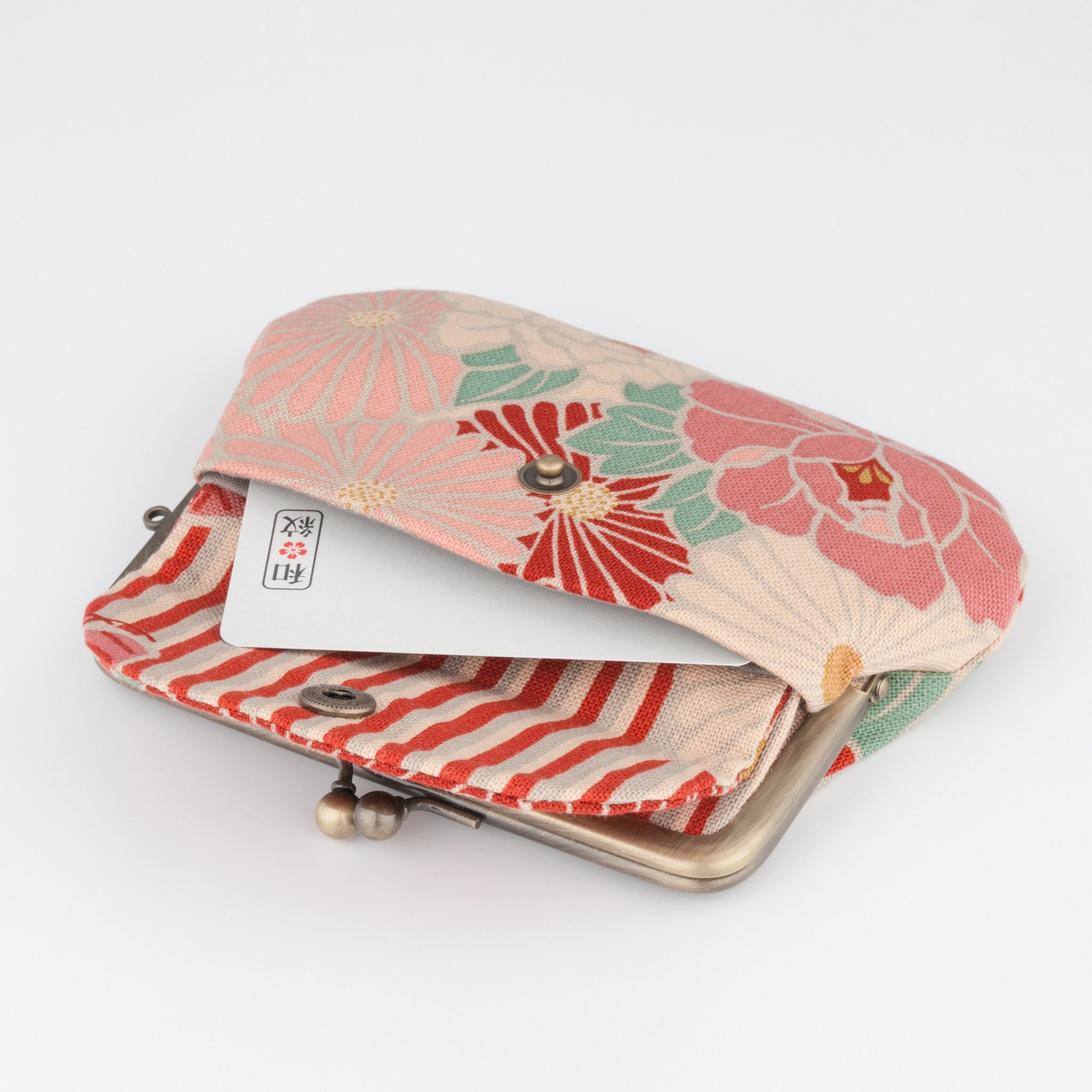 のレン 親子がま口財布 レトロフラワー　　