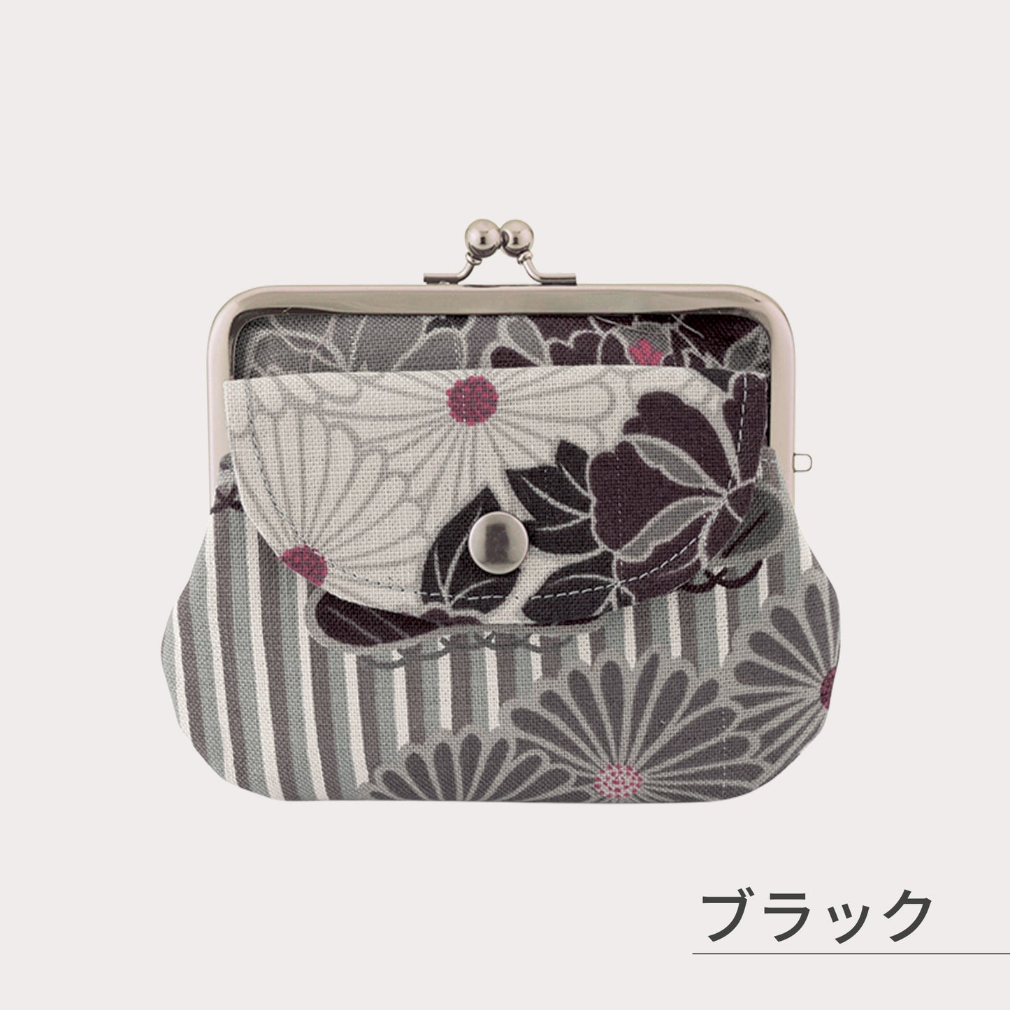 のレン 親子がま口財布 レトロフラワー　　