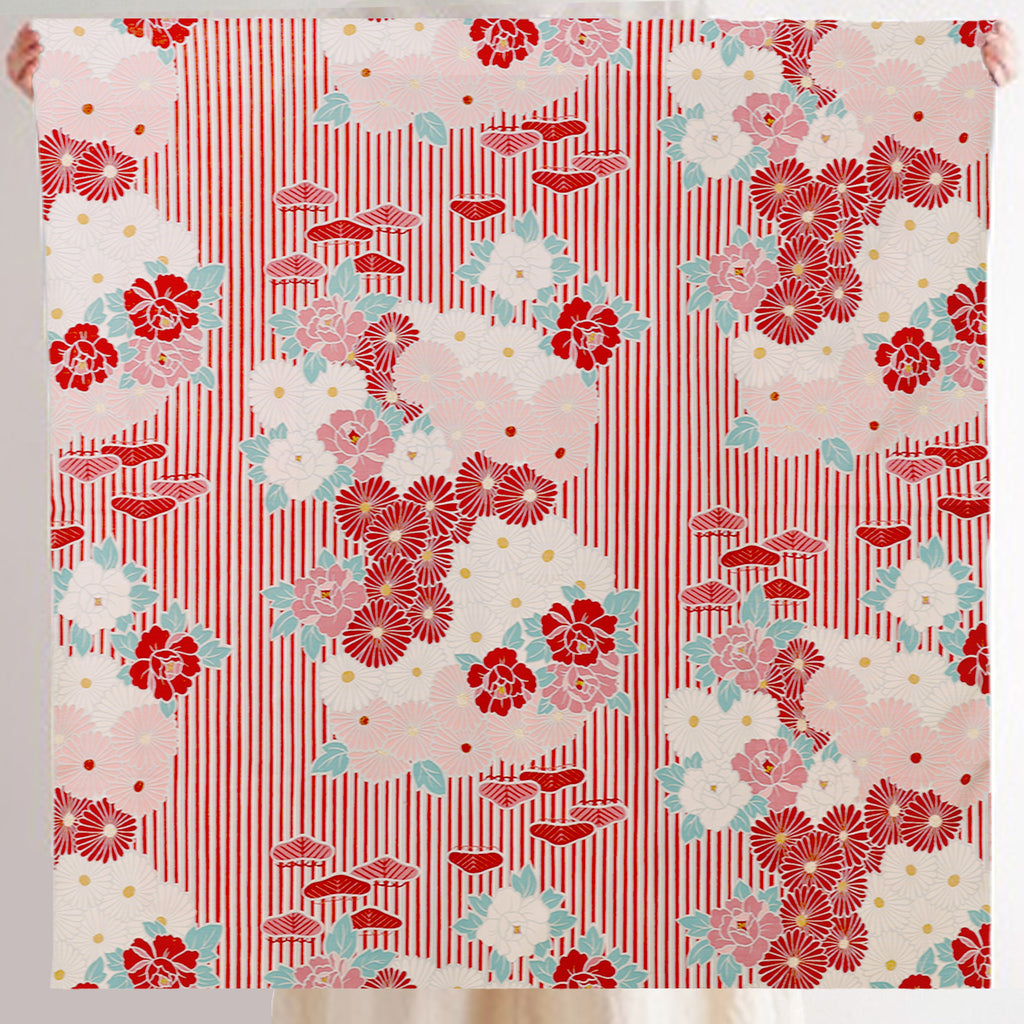 のレン 風呂敷 レトロフラワー / 100cm 70cm 50cm 綿100％