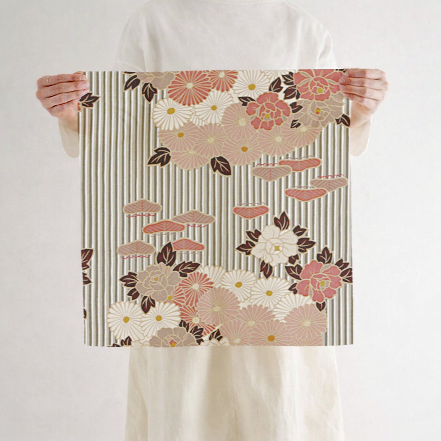 のレン 風呂敷 レトロフラワー / 100cm 70cm 50cm 綿100％