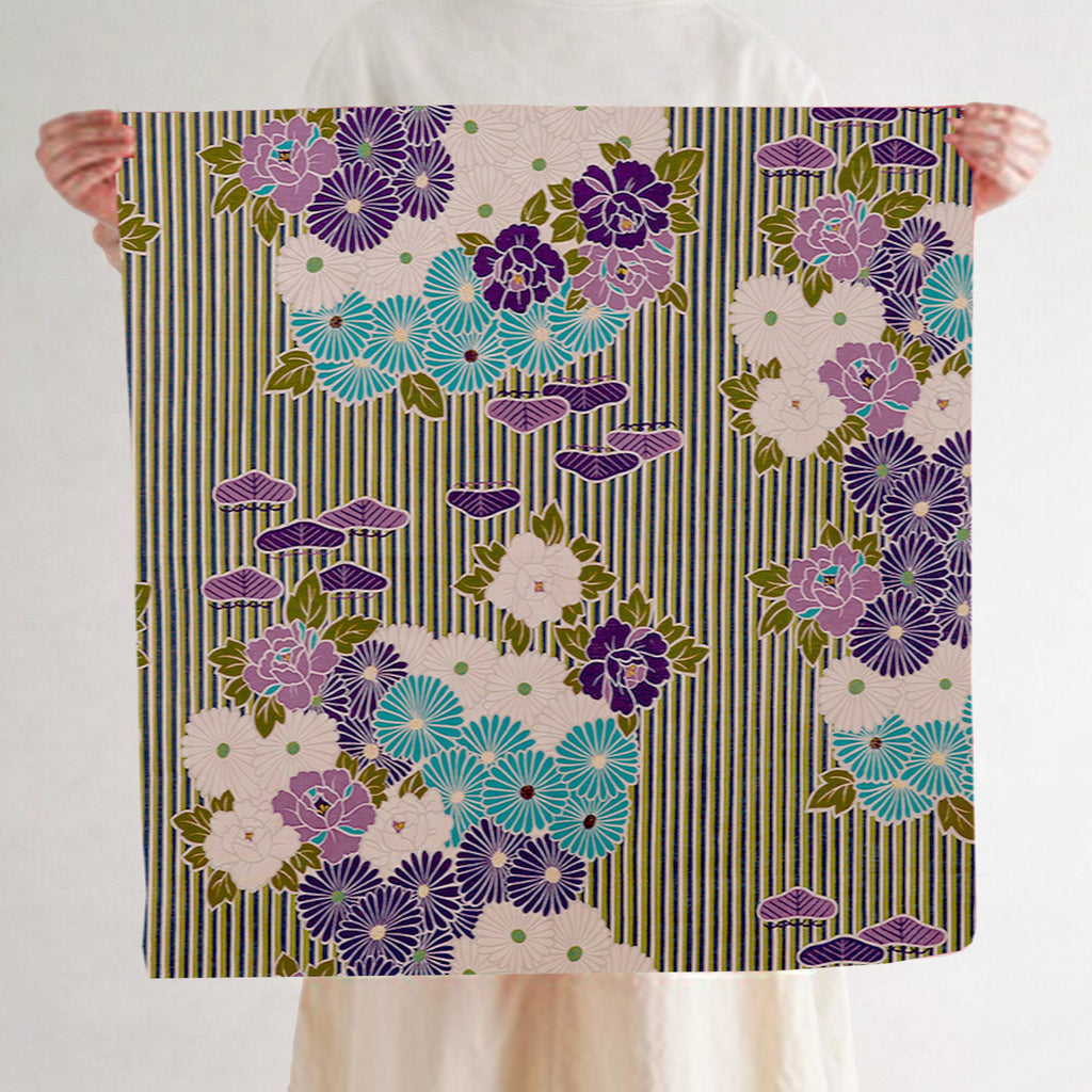 のレン 風呂敷 レトロフラワー / 100cm 70cm 50cm 綿100％