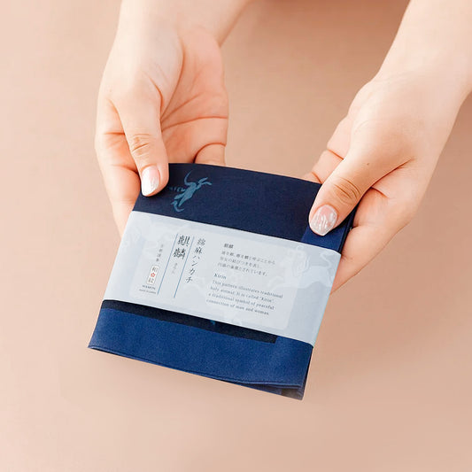 のレン 吉祥 綿麻ハンカチ / 綿80% 麻20% 47×47cm メンズハンカチ